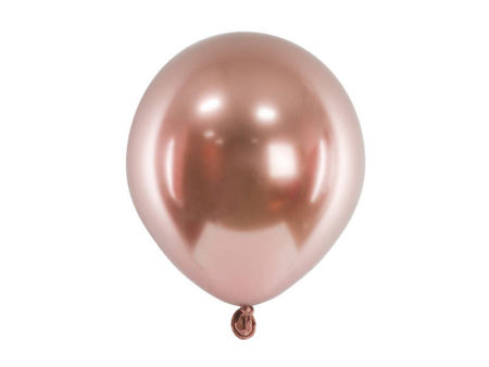 Balony Glossy balloons, Rose Gold, różowo-złoty chrom, 5", 12cm, 50 szt., lustrzane, zestaw - PartyDeco zdjęcie 1