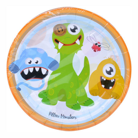 Talerzyki papierowe Pillow Monsters (8 szt.), potworki, 18cm - Arpex zdjęcie 2