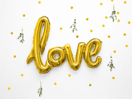 Balon foliowy, napis Love, złoty, 73x57cm - PartyDeco zdjęcie 2