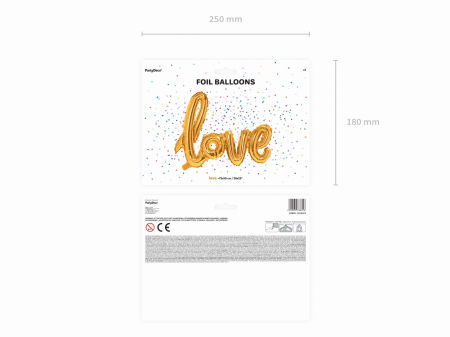 Balon foliowy, napis Love, złoty, 73x57cm - PartyDeco zdjęcie 3