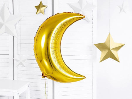 Balon foliowy - Księżyc, 60cm, złoty, duży - PartyDeco zdjęcie 2