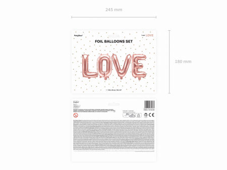 Balon foliowy, napis Love, 100x35cm, różowe złoto - PartyDeco zdjęcie 3