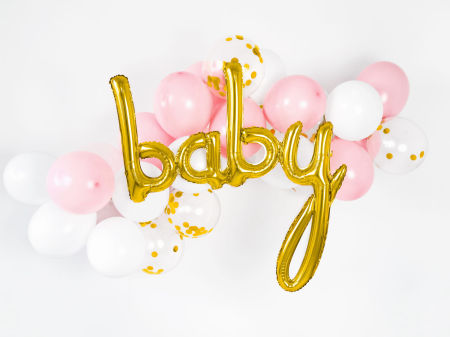 Balon foliowy, napis Baby, złoty, 73,5x75,5cm - PartyDeco zdjęcie 2