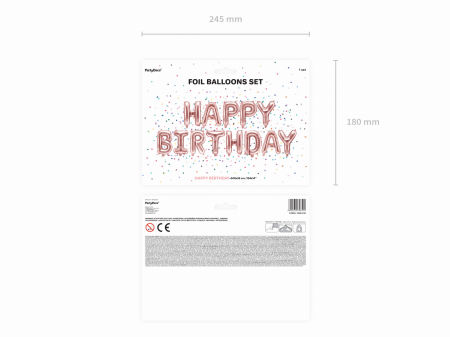 Balon foliowy, napis Happy Birthday, 340x35cm, różowe złoto - PartyDeco zdjęcie 3