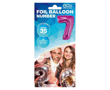 Balon foliowy "Cyfra 7", różowa, 35 cm - Godan S.A. zdjęcie 3