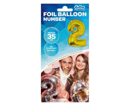 Balon foliowy "Cyfra 2", złota, 35 cm - Godan S.A. zdjęcie 3