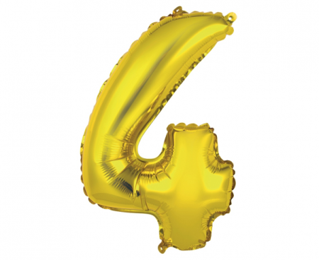 Balon foliowy "Cyfra 4", złota, 35 cm - Godan S.A. zdjęcie 2