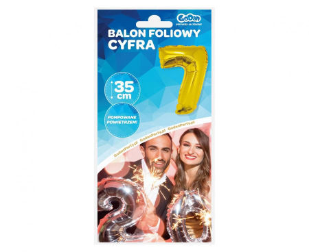 Balon foliowy "Cyfra 7", złota, 35 cm - Godan S.A. zdjęcie 3