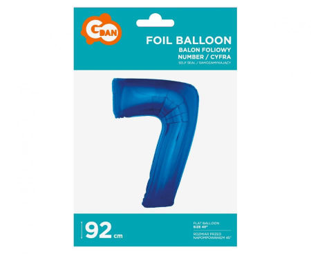 Balon foliowy "Cyfra 7", niebieska, 92 cm - Godan S.A. zdjęcie 2