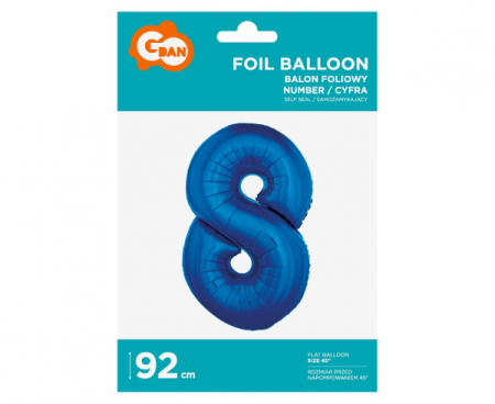 Balon foliowy "Cyfra 8", niebieska, 92 cm - Godan S.A. zdjęcie 2