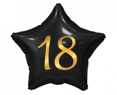 Balon foliowy B&C 18, gwiazda czarna, nadruk złoty, 19" - Godan S.A. zdjęcie 1