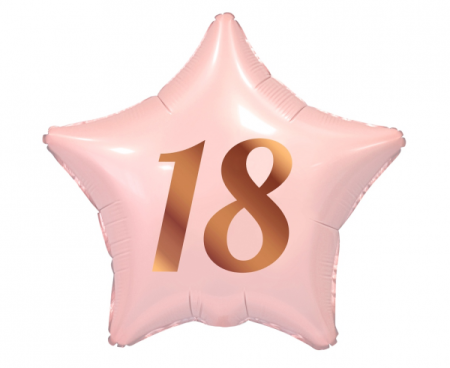 Balon foliowy B&C 18 osiemnastka, gwiazda różowa, nadruk różowo-złoty, 19" - Godan S.A. zdjęcie 1