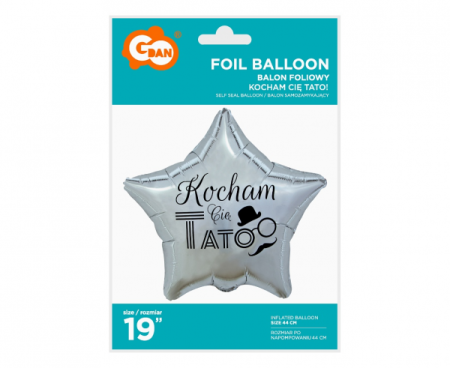 Balon foliowy Kocham Cię Tato (srebrny), 19" - Godan S.A. zdjęcie 2