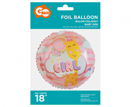 Balon foliowy Baby Girl, 18", baby shower, dziewczynka - Godan S.A. zdjęcie 2