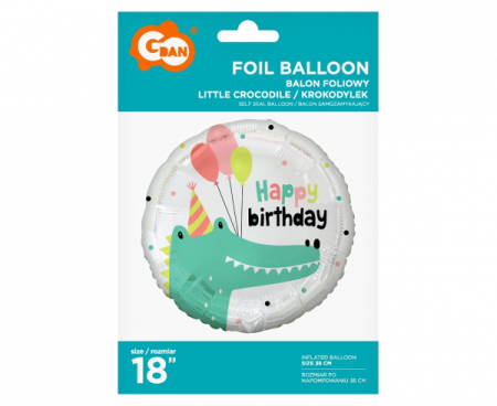 Balon foliowy Krokodylek (Happy Birthday), 18" - Godan S.A. zdjęcie 2