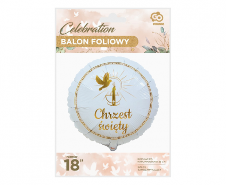 Balon foliowy Chrzest Święty (gołąbek i świeca), 18" - Godan S.A. zdjęcie 2