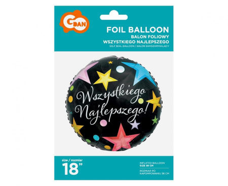 Balon foliowy Wszystkiego Najlepszego, 18" - Godan S.A. zdjęcie 3