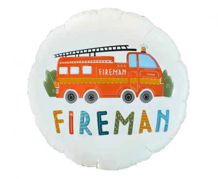 Balon foliowy Fireman, okrągły 18", 46cm, straż pożarna - Godan S.A. zdjęcie 1