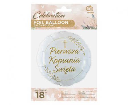 Balon foliowy Pierwsza Komunia Święta (kłosy), okrągły 18" - Godan S.A. zdjęcie 2