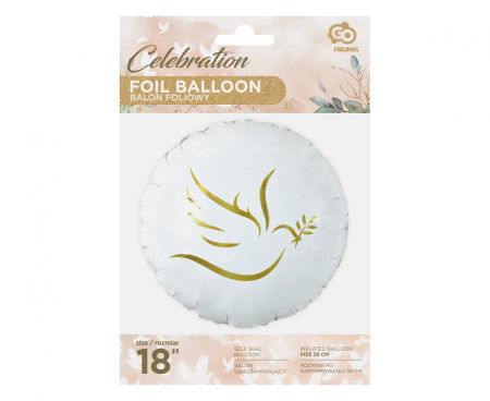 Balon foliowy Złoty gołąbek, okrągły 18", Chrzest - Godan S.A. zdjęcie 2