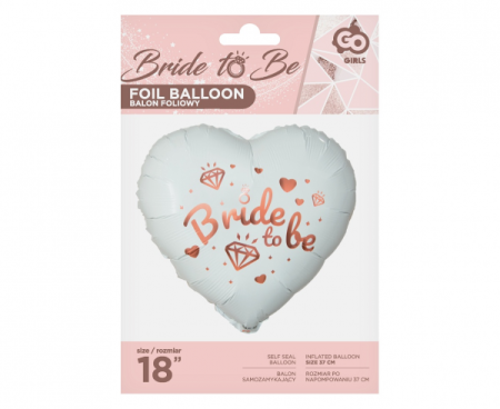 Balon foliowy Bride To Be (białe serce), 18" - Godan zdjęcie 2