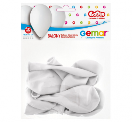 Balony Premium białe, 10"/ 10 szt., zestaw - Gemar zdjęcie 3