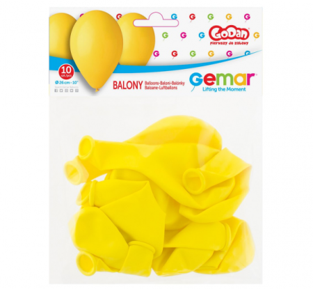 Balony Premium żółte, 10"/ 10 szt., zestaw - Gemar zdjęcie 3