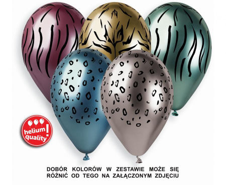 Balony Shiny Premium Hel, Zwierzątka z Afryki, 13"/ 5 szt., Safari, afrykańskie koty - Gemar zdjęcie 2