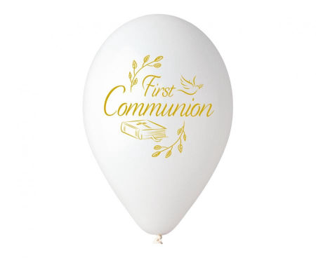 Balony Premium Hel First Communion, 13"/ 5 szt., Pierwsza Komunia Święta - Gemar zdjęcie 2