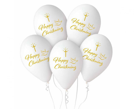 Balony Premium Hel Happy Christening, 13"/ 5 szt., Chrzest - Gemar zdjęcie 1