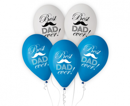 Balony Best Dad Ever, 12"/ 5 szt., zestaw - Godan S.A. zdjęcie 1