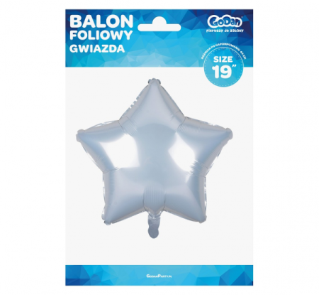 Balon foliowy "Gwiazda", biała, 19" - Godan zdjęcie 2