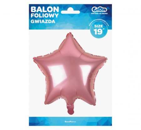 Balon foliowy "Gwiazda", jasnoróżowa, 19" zdjęcie 2