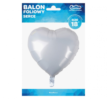 Balon foliowy "Serce", białe, 18" zdjęcie 2