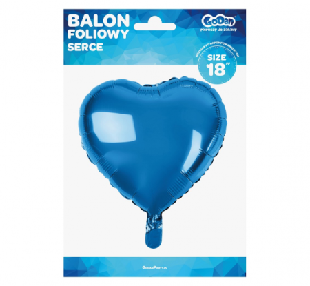 Balon foliowy "Serce", niebieskie, 18" - Godan S.A. zdjęcie 2