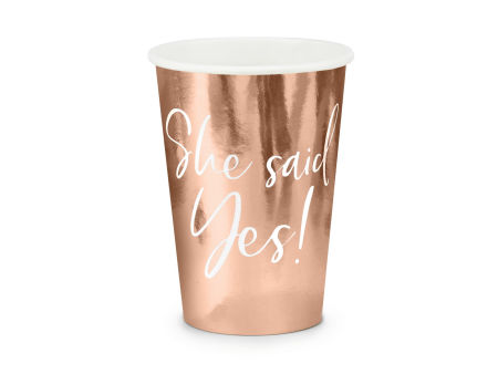 Kubeczki She said yes!, różowe złoto, 220ml: 1op./6szt. - PartyDeco zdjęcie 1