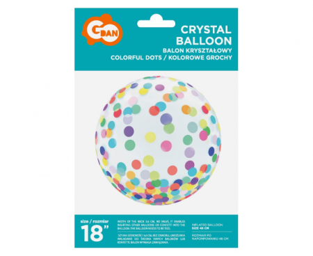 Balon Aqua - kryształowy, kolorowe grochy, 18" - Godan S.A. zdjęcie 2