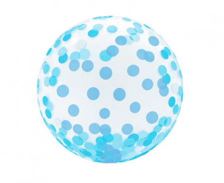 Balon Aqua - kryształowy, niebieskie grochy, 18" - Godan S.A. zdjęcie 1