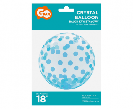 Balon Aqua - kryształowy, niebieskie grochy, 18" - Godan S.A. zdjęcie 2