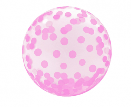Balon Aqua - kryształowy, różowe grochy, 18" - Godan S.A. zdjęcie 1