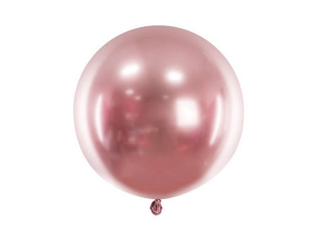 Balon Glossy balloons, Rose Gold, okrągły , różowe złoto, duży, 60cm, 1 szt. - PartyDeco zdjęcie 1