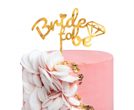 Dekoracja akrylowa na tort Bride to be, złota, 15x16 cm - Godan S.A. zdjęcie 2