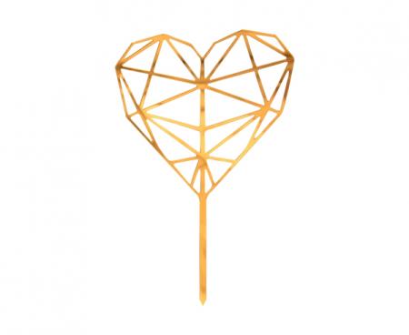 Dekoracja akrylowa na tort Diamond Heart, złota, 16x10 cm - Godan S.A. zdjęcie 1