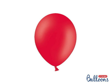 Balony Strong 23cm, 9" Pastelowe Poppy Red Czerwone, 100 szt. Czerwony, zestaw - PartyDeco zdjęcie 1