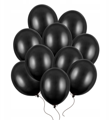 Balony Strong 12" Metallic Black, Metaliczne Czarne, 30cm, 10 szt. Czarny - PartyDeco zdjęcie 1