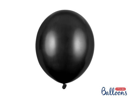 Balony Strong 12" Metallic Black, Metaliczne Czarne, 30cm, 10 szt. Czarny - PartyDeco zdjęcie 3