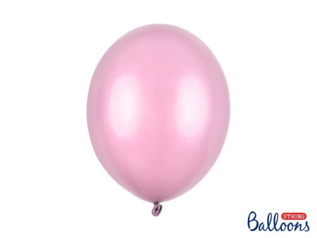 Balony Strong Metallic 12", Candy Pink, Metaliczne Różowe 30cm, 10 szt. Różowy - PartyDeco zdjęcie 3