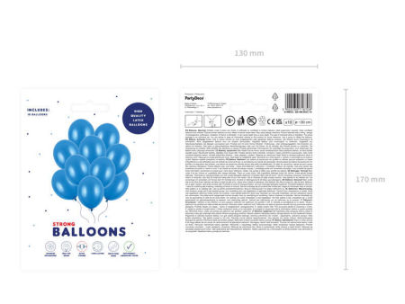 Balony Strong 12" Metallic Blue, Metaliczne ciemno niebieskie, granat, 30 cm, 10 szt., zestaw - PartyDeco zdjęcie 3