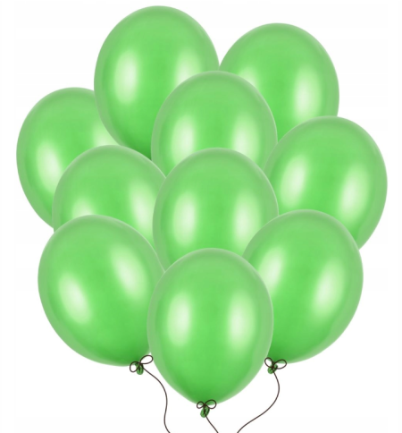 Balony Strong Metallic 12" Bright Green, Metaliczne Zielone 30cm, 10 szt., zestaw - PartyDeco zdjęcie 1
