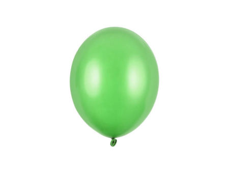 Balony Strong Metallic 12" Bright Green, Metaliczne Zielone 30cm, 10 szt., zestaw - PartyDeco zdjęcie 3